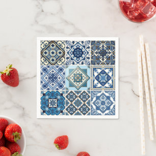 Mediterranean Tiles, Portuguese, Azulejo, Majolica Napkin