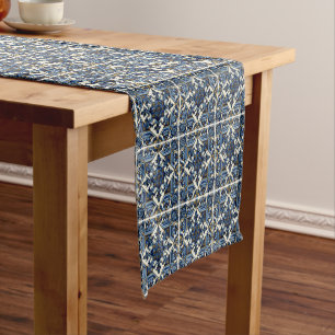 Mediterranean Tiles, Portuguese, Azulejo, Majolica Short Table Runner