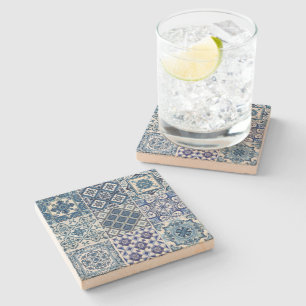 Mediterranean Tiles, Portuguese, Azulejo, Majolica Stone Coaster