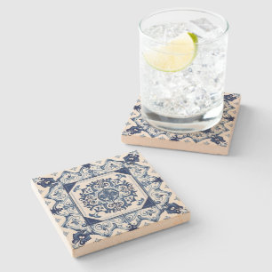 Mediterranean Tiles, Portuguese, Azulejo, Majolica Stone Coaster