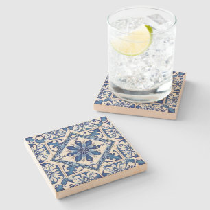 Mediterranean Tiles, Portuguese, Azulejo, Majolica Stone Coaster