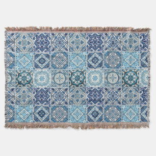 Mediterranean Tiles, Portuguese, Azulejo, Majolica Throw Blanket