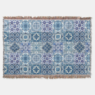 Mediterranean Tiles, Portuguese, Azulejo, Majolica Throw Blanket