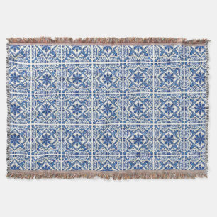 Mediterranean Tiles, Portuguese, Azulejo, Majolica Throw Blanket