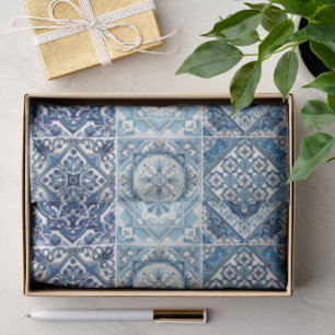 Mediterranean Tiles, Portuguese, Azulejo, Majolica Tissue Paper