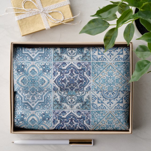 Mediterranean Tiles, Portuguese, Azulejo, Majolica Tissue Paper (Gift)
