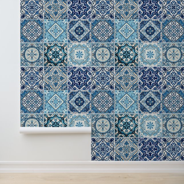 Mediterranean Tiles, Portuguese, Azulejo, Majolica Wallpaper (Application)