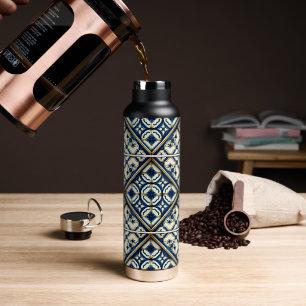 Mediterranean Tiles, Portuguese, Azulejo, Majolica Water Bottle