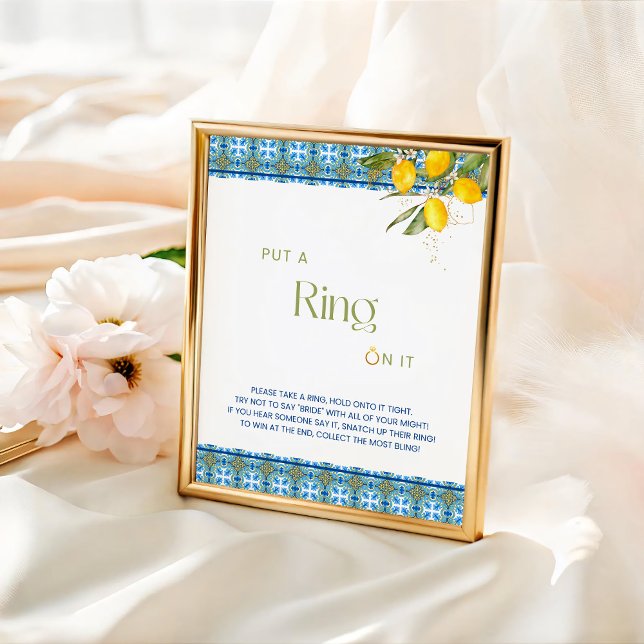 Mediterranean Tiles Put A Ring On It Bridal Shower Poster (Creator Uploaded)