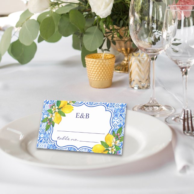 Mediterranean Tiles - Wedding with Citrus Touches Place Card (Creator Uploaded)