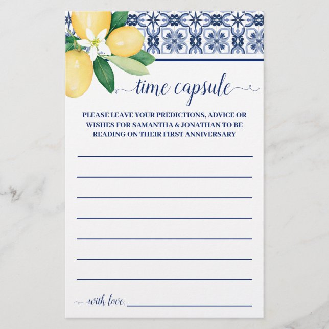 Mediterranean Time Capsule Advice for Couple Card (Front)