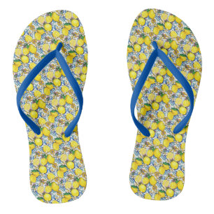 Mediterranean Traditional Pattern With Lemons Flip Flops