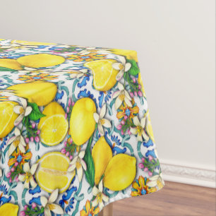 Mediterranean Traditional Pattern With Lemons Tablecloth