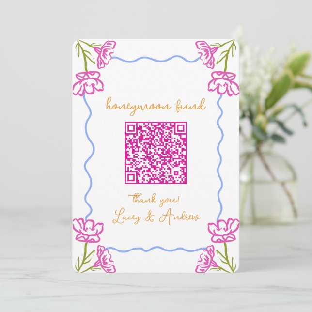 Mediterranean Tropical Honeymoon Fund QR Code  Card (Standing Front)