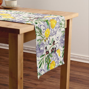 Mediterranean,Tuscan style,olives,pattern       Short Table Runner