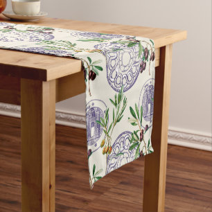 Mediterranean,Tuscan style,olives pattern    Short Table Runner
