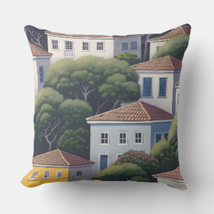Mediterranean Village Landscape Pillow
