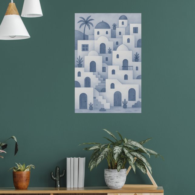 Mediterranean Village Wall Art – Coastal Charm (Living Room 1)