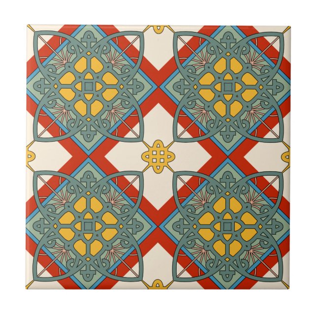 Mediterranean Vintage Ornamental Geometric  Tile (Front)