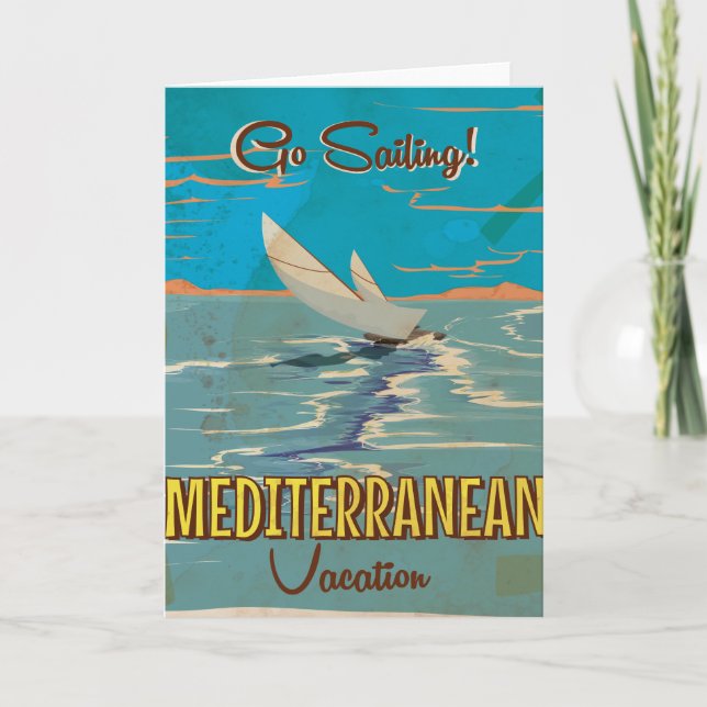 Mediterranean vintage travel poster holiday card (Front)