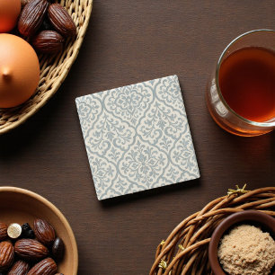 Mediterranean Watercolor Grey Arabesque Elegant Stone Coaster