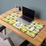 Mediterranean Watercolor Lemon Crested Monogram Desk Mat<br><div class="desc">In a pattern designed for royalty, this creation brings the delight of lemony goodness in a Mediterranean-style crested monogram featuring your initial and name. The pattern features a grouping of lemon-themed graphics designed in a drop repeat on a washed watercolor background. Sure to delight and bring a sunny smile to...</div>
