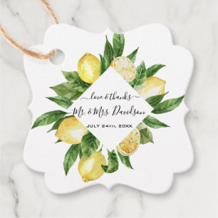 Mediterranean Watercolor Lemon Tropical Wedding Favour Tags