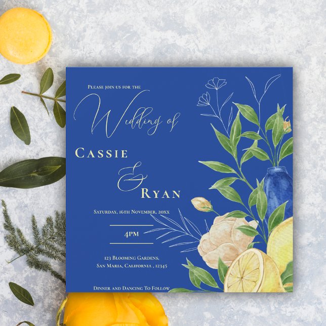 Mediterranean Watercolor Tuscan-Inspired Wedding Invitation (Mediterranean Watercolor Tuscan-Inspired Wedding Invitation)
