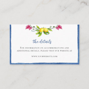 Mediterranean Wedding Details Enclosure Card