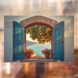 Mediterranean window view frame Coast Lemon Balcon Cling