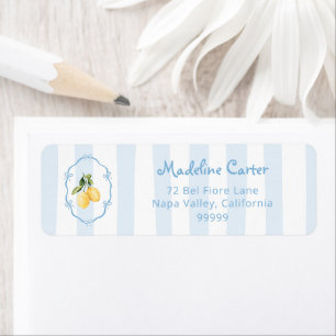 Mediterranean Yellow Lemon Blue Bows Address