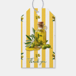 Mediterranean Yellow Stripe Pattern Olive Oil Gift Tags