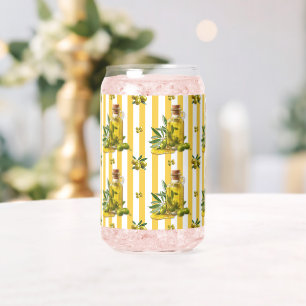 Mediterranean Yellow Stripe Personalized Olive Oil Can Glass