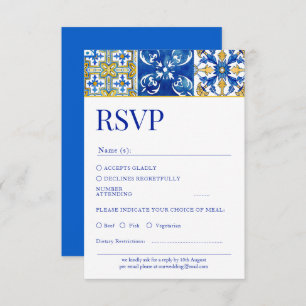 Méditerranée moderne bleu Mariage carte Rsvp
