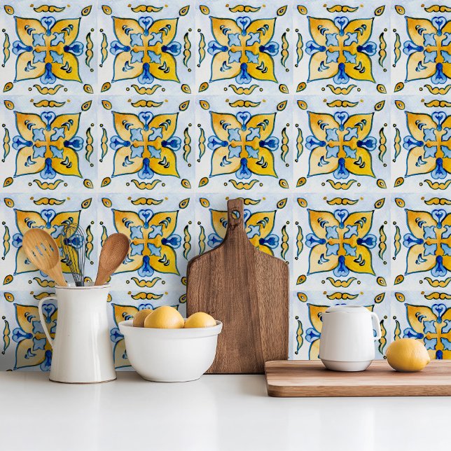 Mediterranian hand painted style blue ceramic tile (Creator Uploaded)