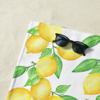Mediterrenean Citrus Lemon pattern Beach Towel
