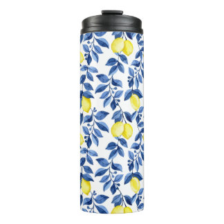 Mediterrenean Citrus Lemon pattern Thermal Tumbler