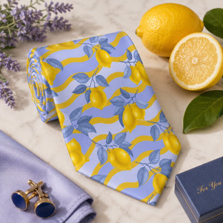 Mediterrenean Citrus Lemon pattern Tie