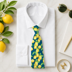 Mediterrenean Citrus Lemon pattern Tie