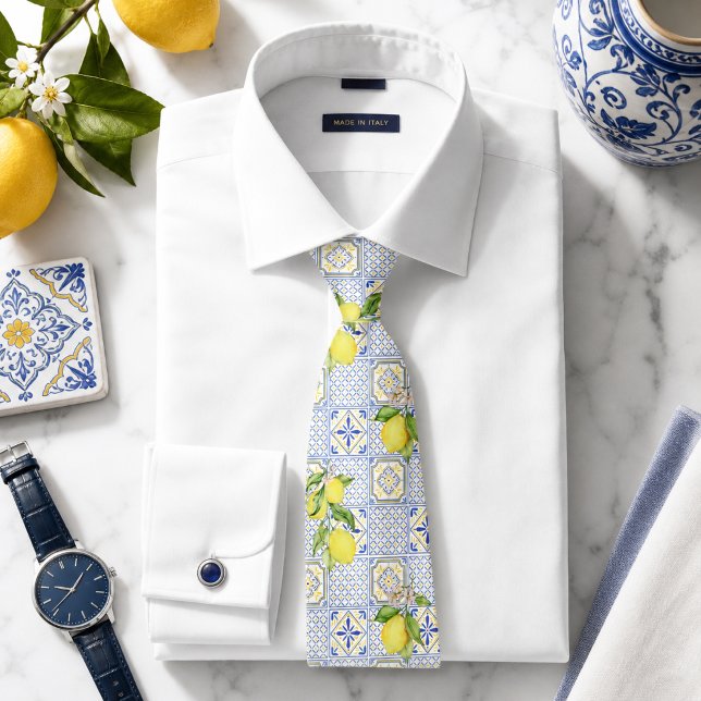 Mediterrenean Citrus Lemon pattern Tie (Creator Uploaded)
