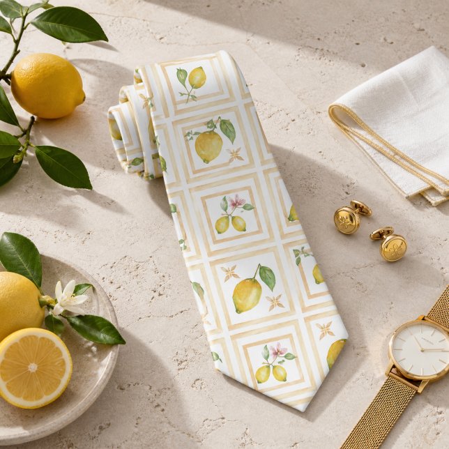 Mediterrenean Citrus Lemon pattern Tie (Creator Uploaded)