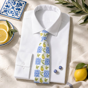 Mediterrenean Citrus Lemon pattern Tie