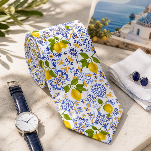 Mediterrenean Citrus Lemon pattern Tie (Creator Uploaded)