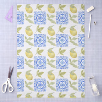 Mediterrenean Citrus Lemon pattern Tissue Paper