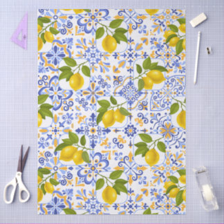 Mediterrenean Citrus Lemon pattern Tissue Paper