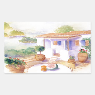 Meditteranean villa Rectangle sticker