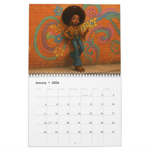 Medium African American/Black Woman 2026 Calendar