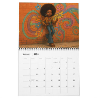 Medium African American/Black Woman 2026 Calendar