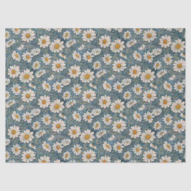 Medium Art Nouveau Shasta Daisies – 10lb, 17"x23" Tissue Paper (Front)