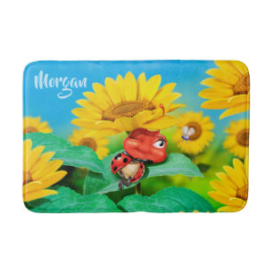 Medium bath mat Sunflowers Ladybug